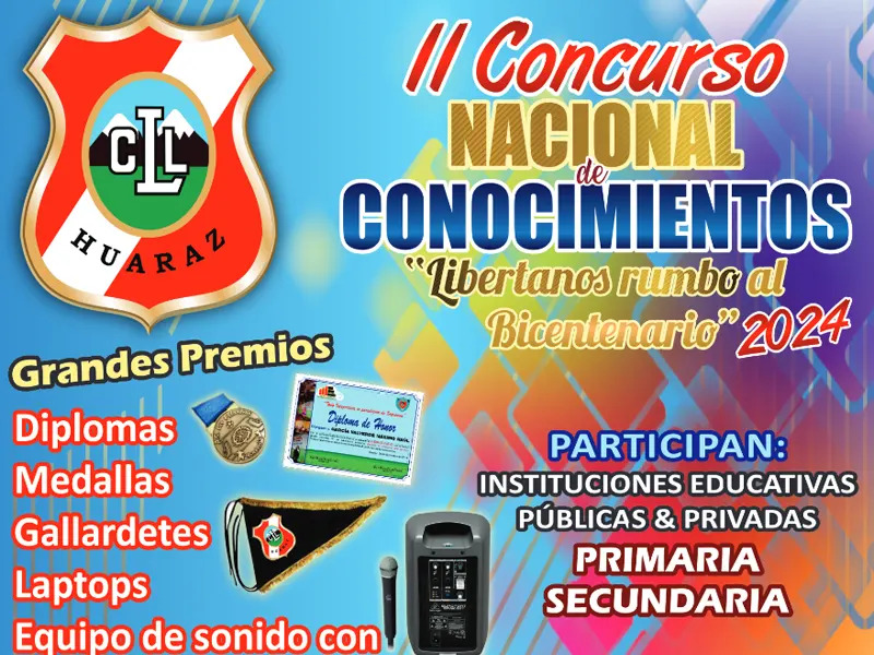 Afiche del II Concurso Nacional de Conocimientos 2024 - Colegio de La Libertad